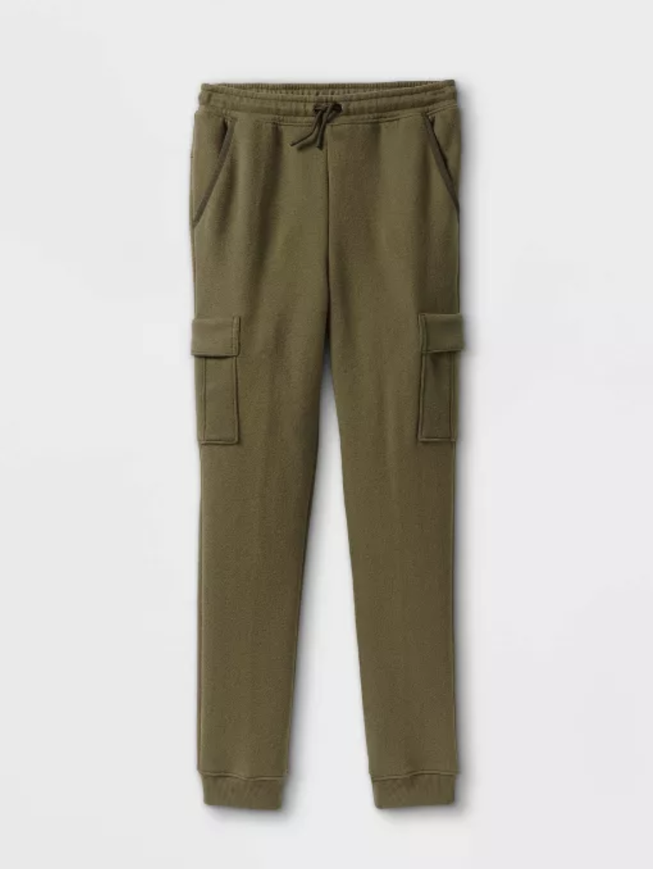 Mini Boden pull-on elastic waist corduroy cargo pants green cotton 7 unisex